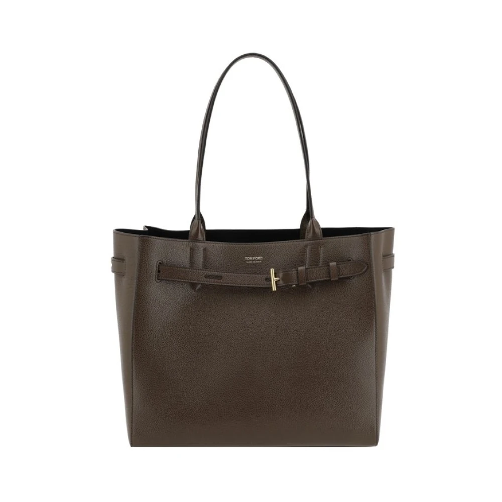 Tom Ford Leren schoudertas met riemsluiting Brown Dames