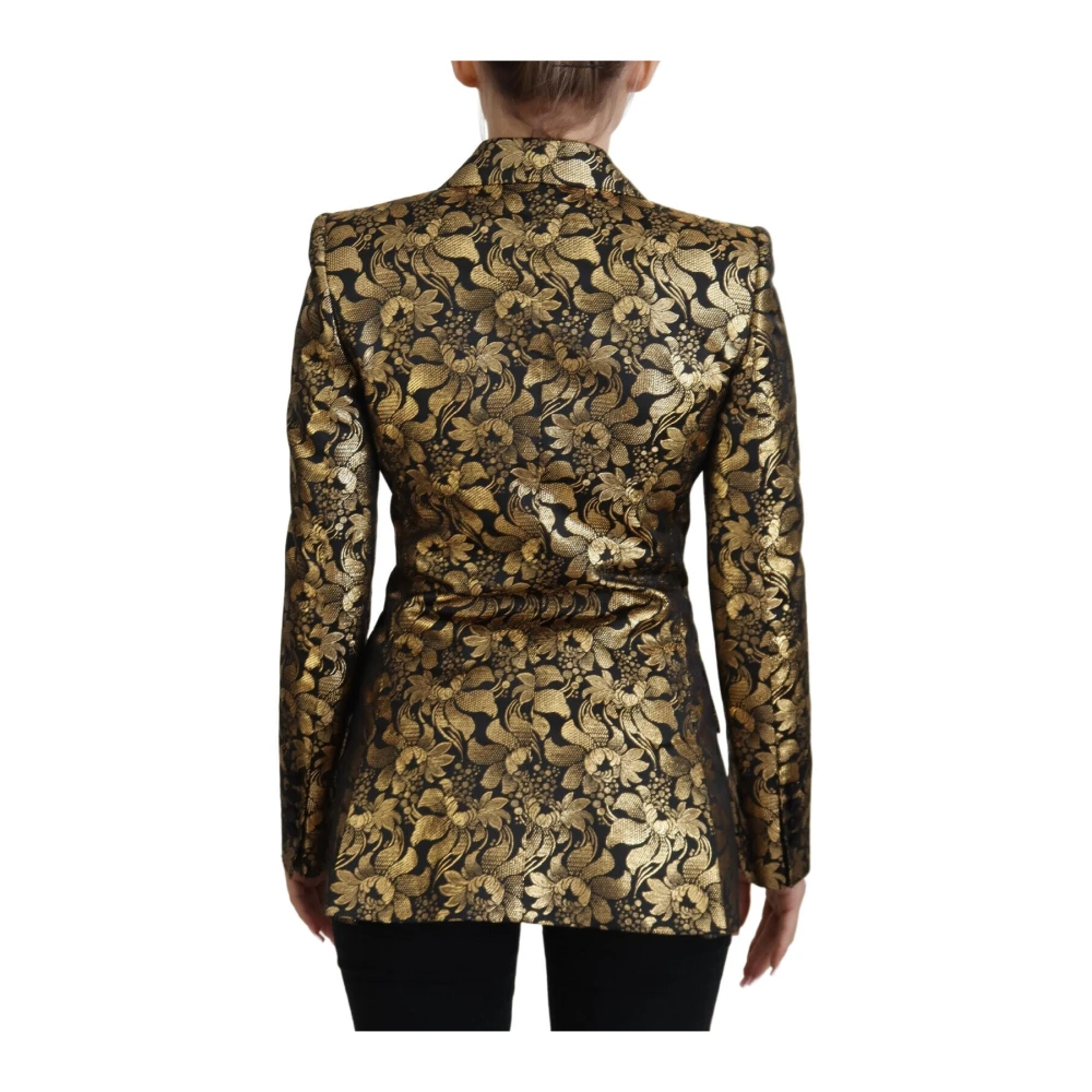 Dolce & Gabbana Elegante zwart-gouden bloemen jacquard blazer Black Dames