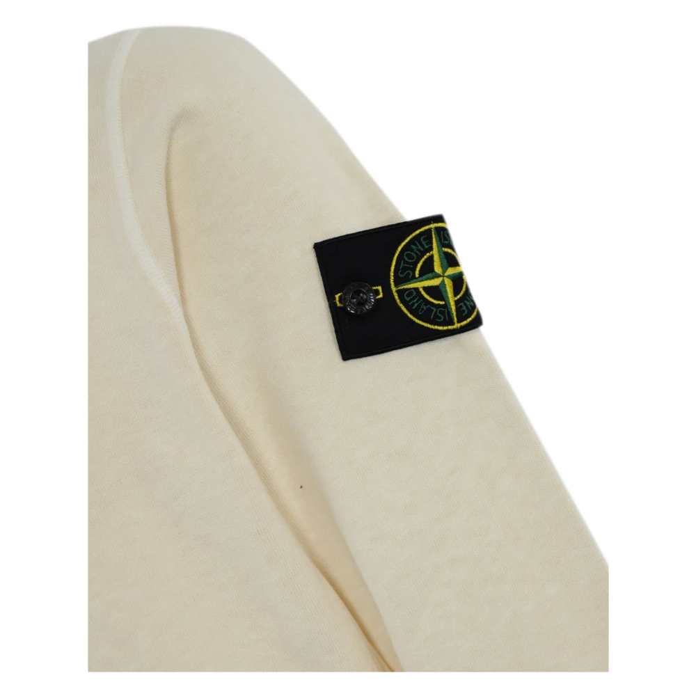 Stone Island Witte Katoenen Trui Vlammen Effect White Heren