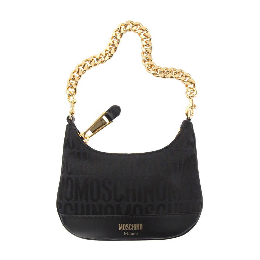 Moschino Monogram Jacquard Schoudertas Black Dames