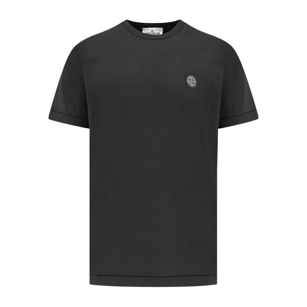 Stone Island Bomulls-logotyp T-shirt Black, Herr