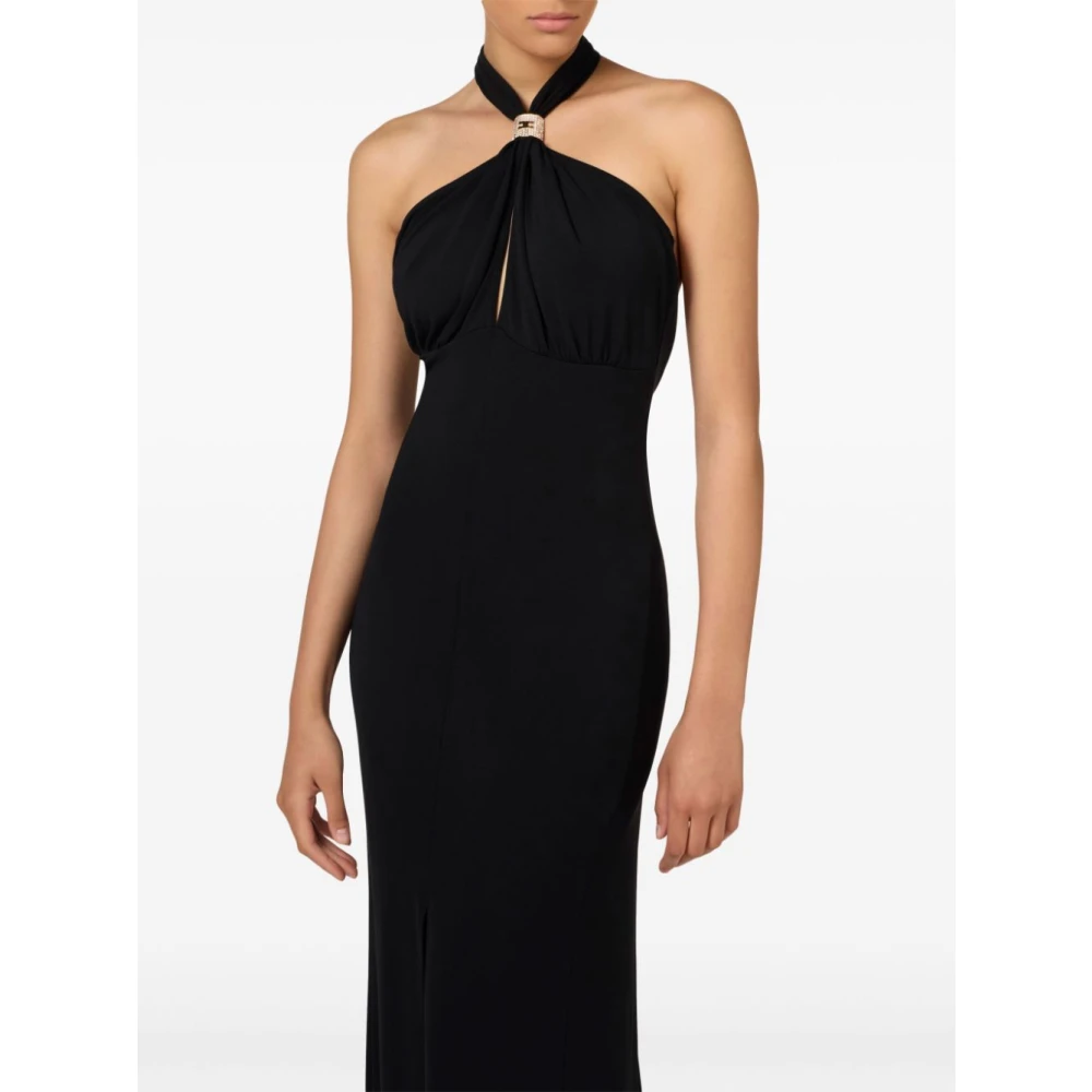 Elisabetta Franchi Zwarte rode loper jurk met uitlopende rok Black Dames
