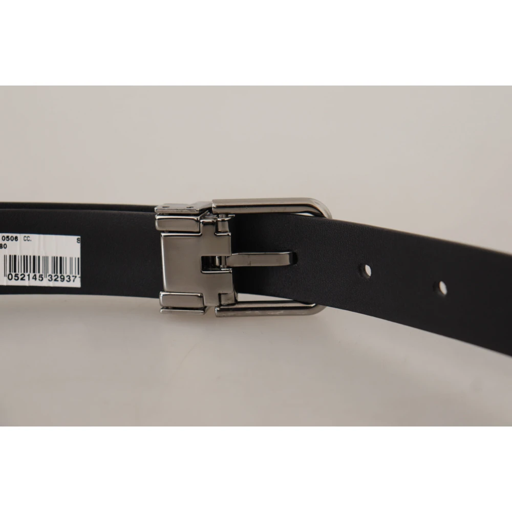 Dolce & Gabbana Zwarte leren riem met metalen gesp Black Heren