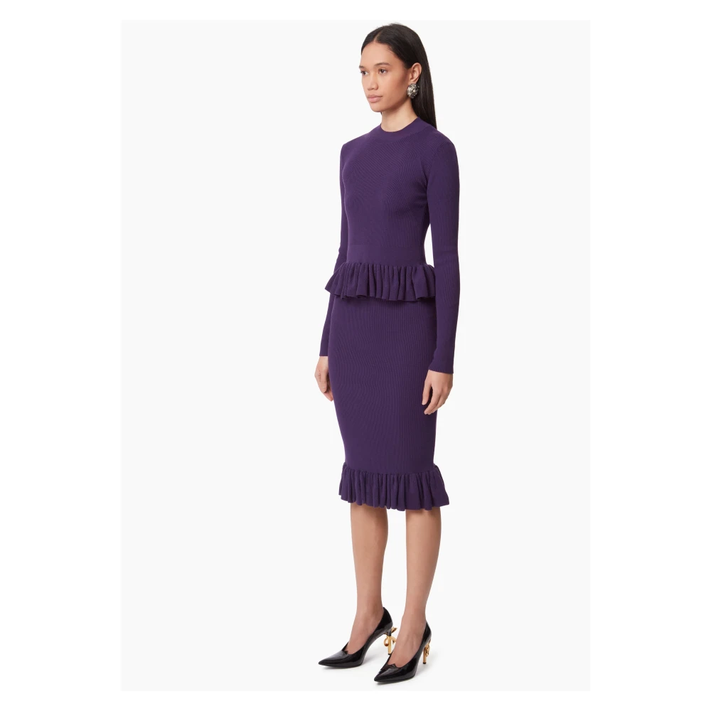 Nina Ricci Ruffle Peplum Sweater in Paars Purple Dames