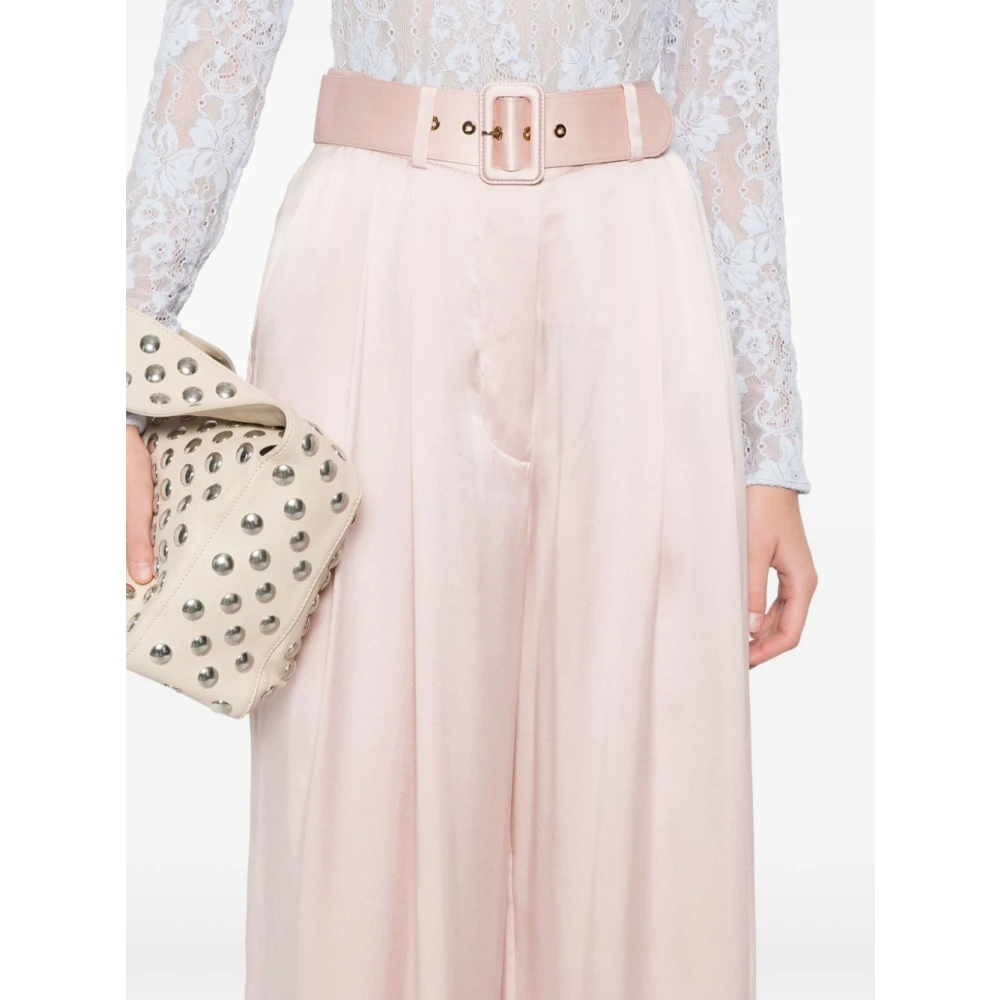 Zimmermann Beige Zijden Palazzo Broek Pink Dames