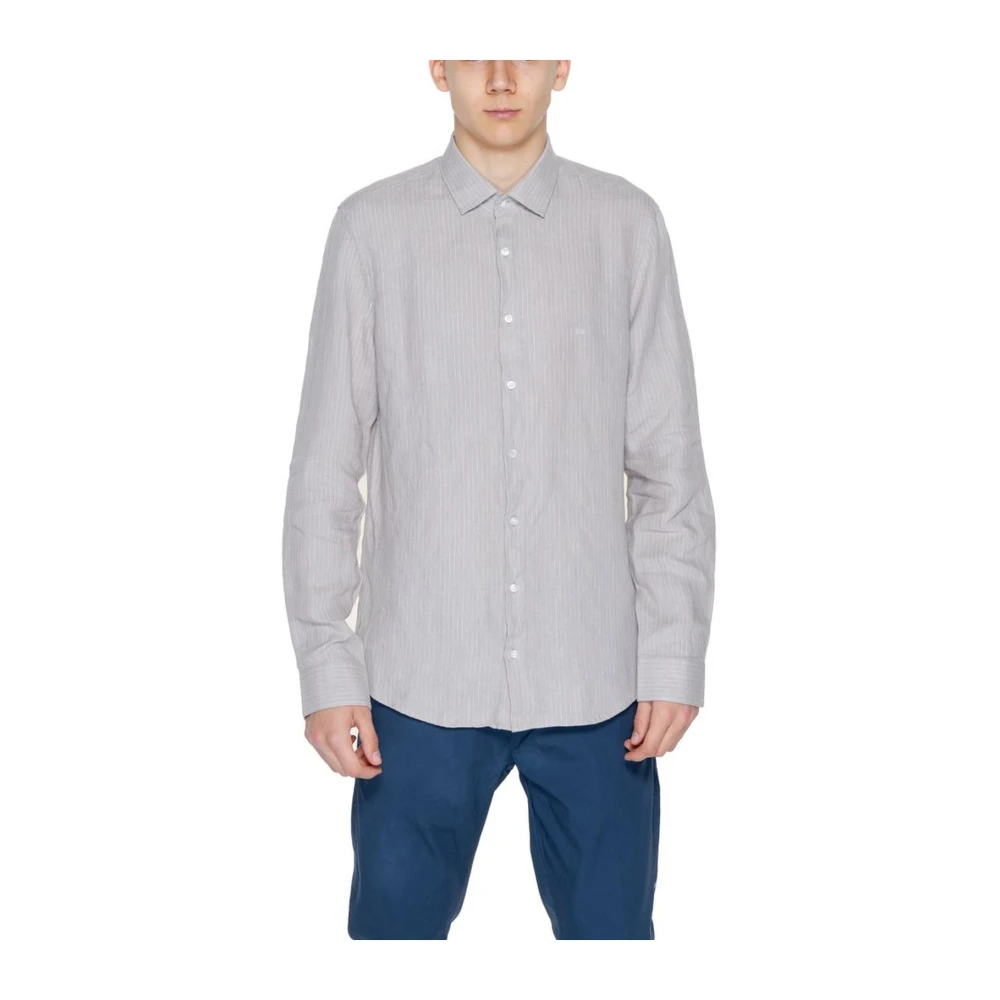 Calvin Klein Linnen lange mouwen overhemd Beige Heren