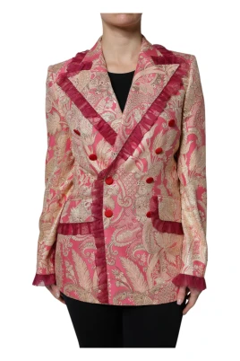 Rosa Guld Jacquard Blazer Jacka