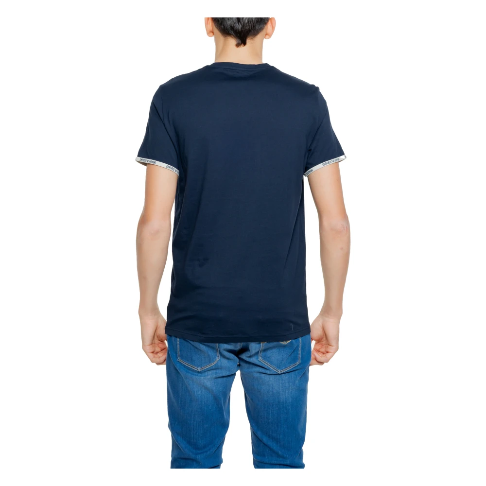 Emporio Armani Blauw Katoenen T-shirt Mannen Korte Mouwen Blue Heren