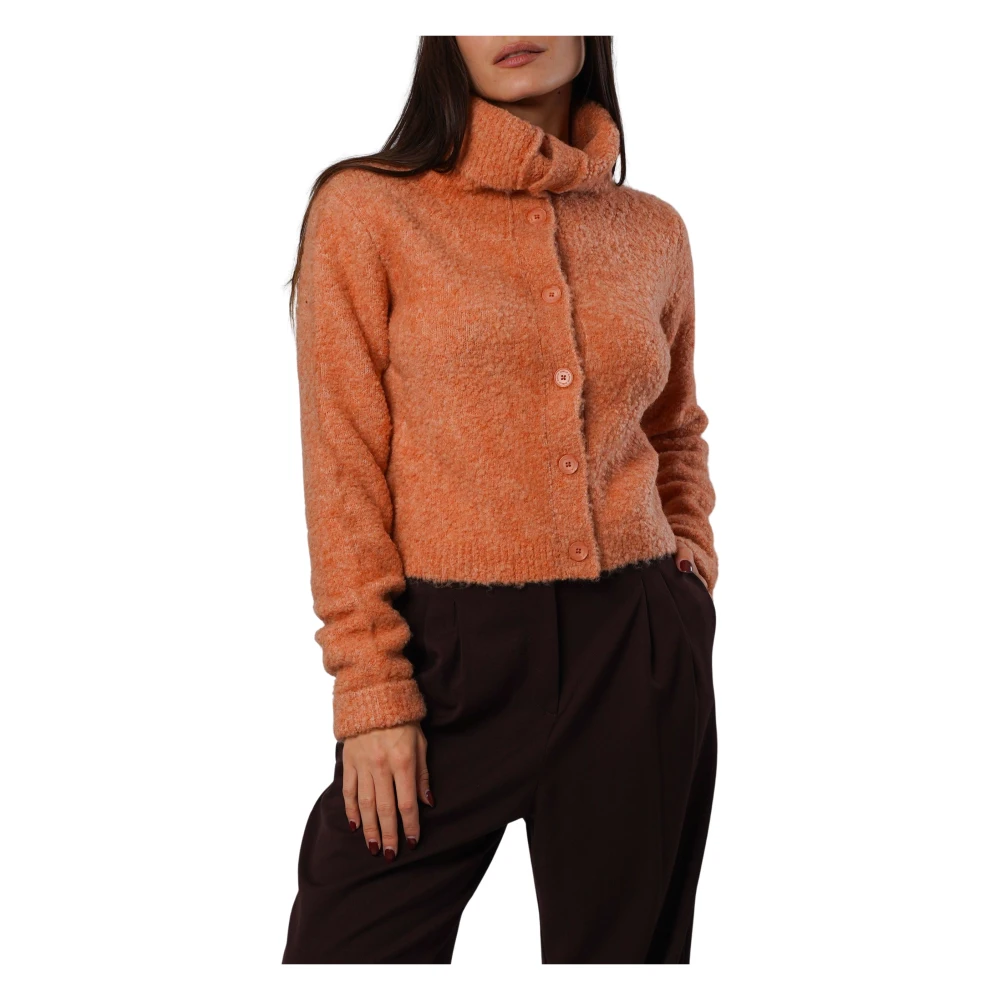 Isabelle Blanche Perzik Wol Vest Comfort Stijl Orange Dames