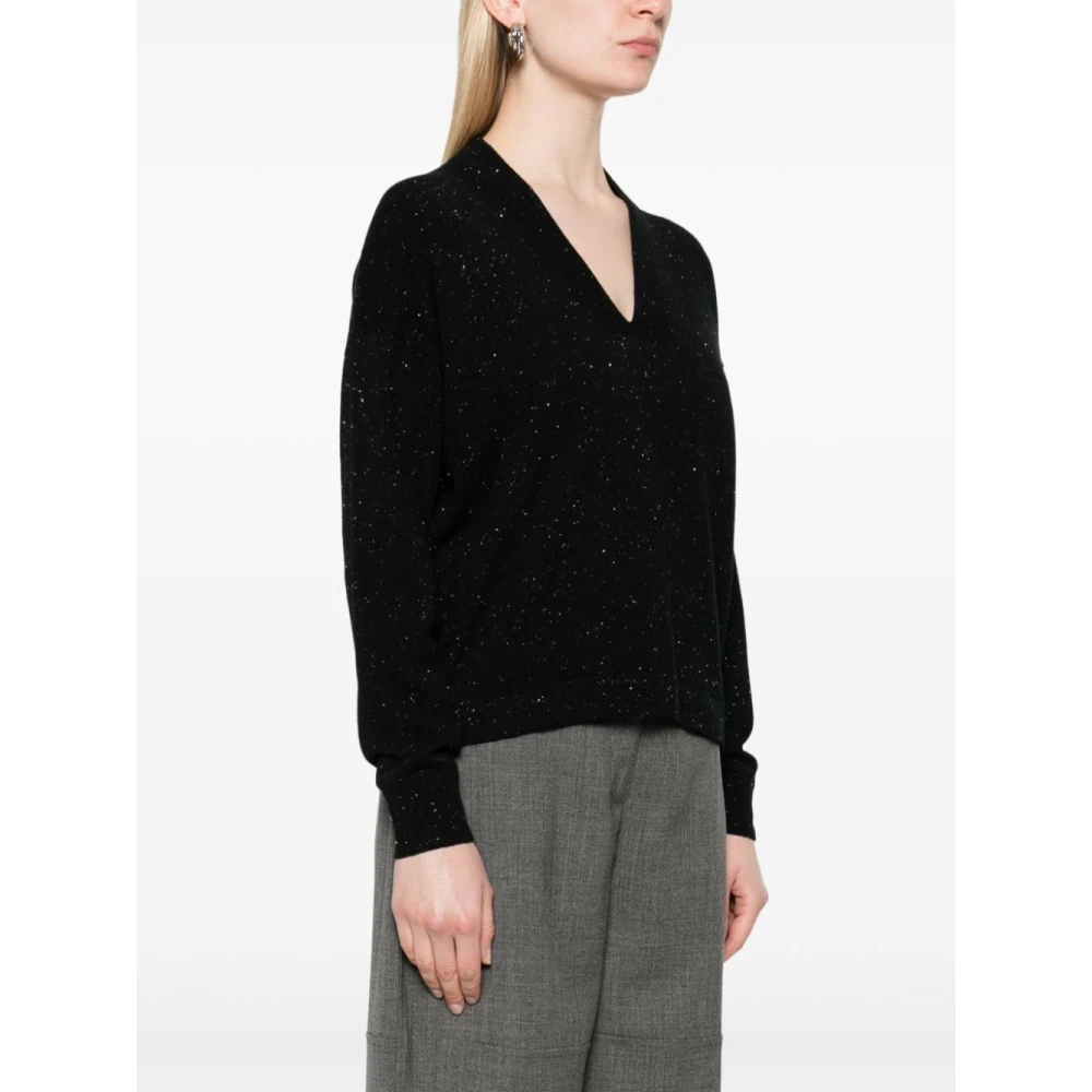 PESERICO Stijlvolle Gebreide Top Black Dames