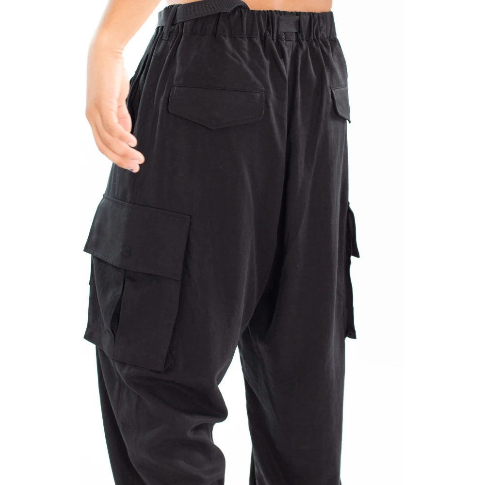Y-3 Zwarte Twill Cargo Broek Black Heren