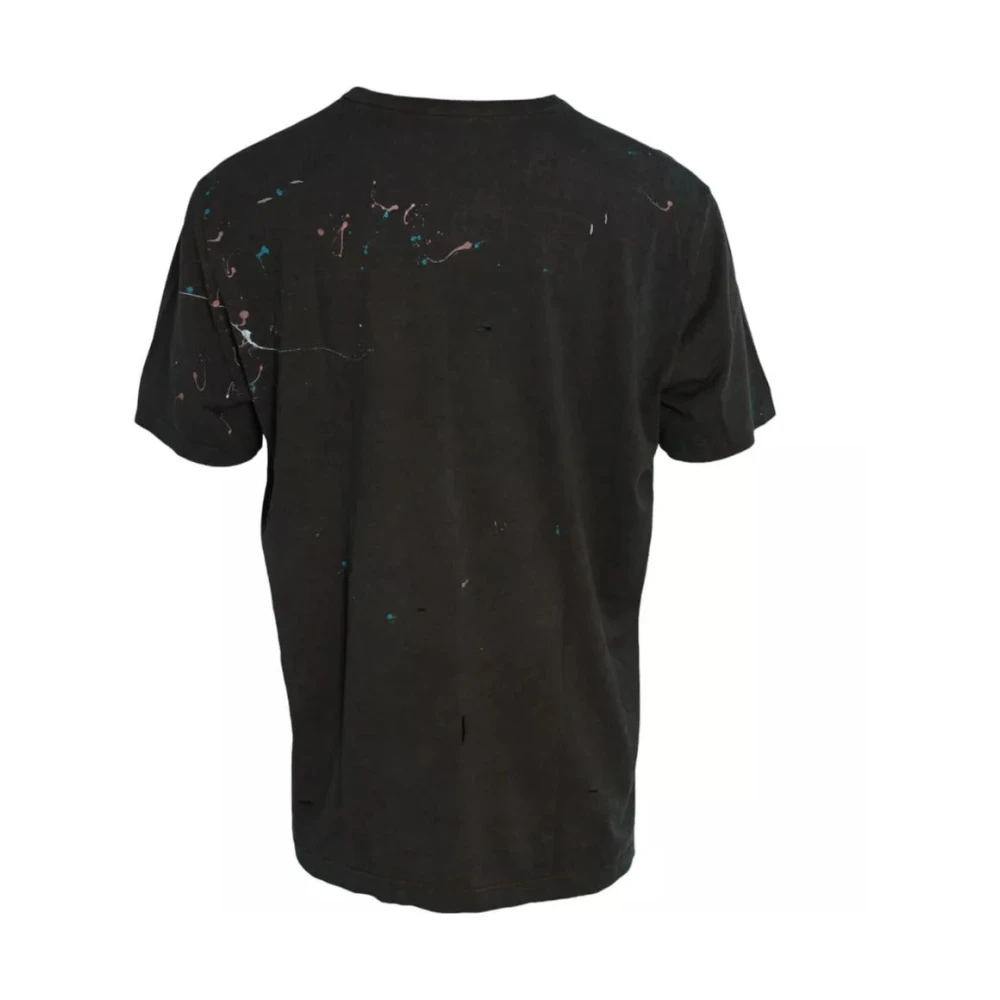 Dolce & Gabbana Grijs Katoenen T-shirt met Kleurspetters Gray Heren