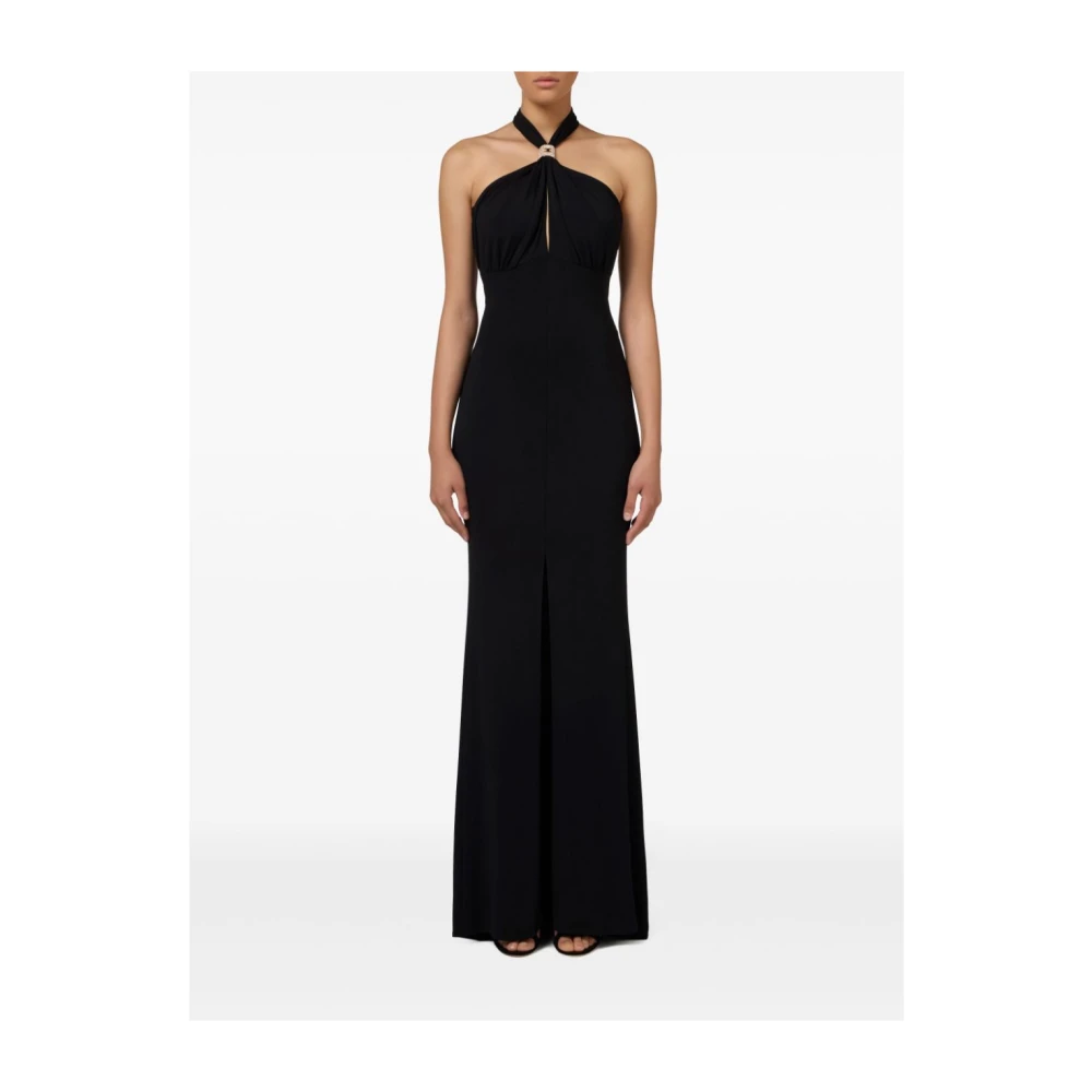 Elisabetta Franchi Zwarte rode loper jurk met uitlopende rok Black Dames