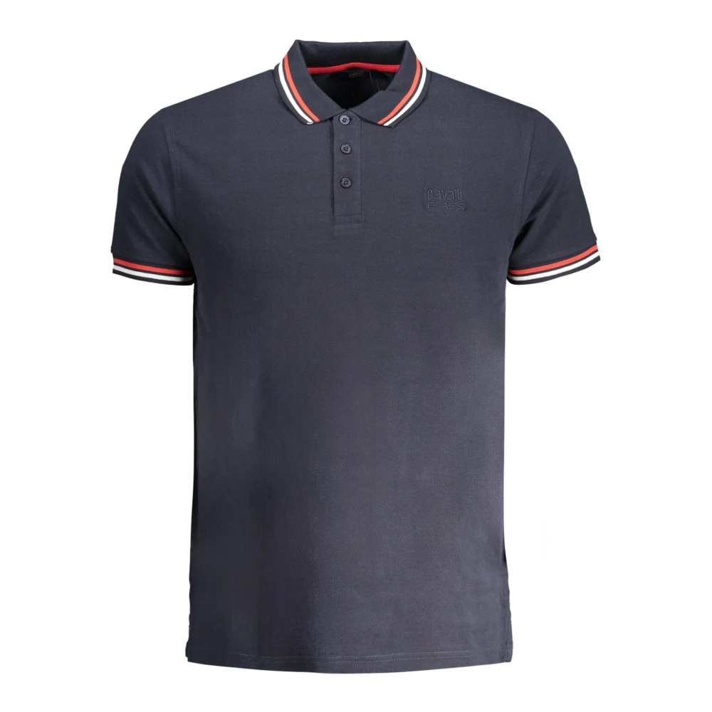 Cavalli Class Blauw Polo Shirt met korte mouwen Blue Heren