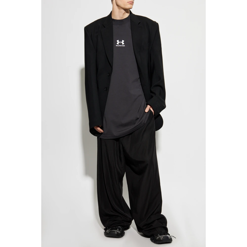 Balenciaga T-shirt met Geborduurd Logo Black Heren