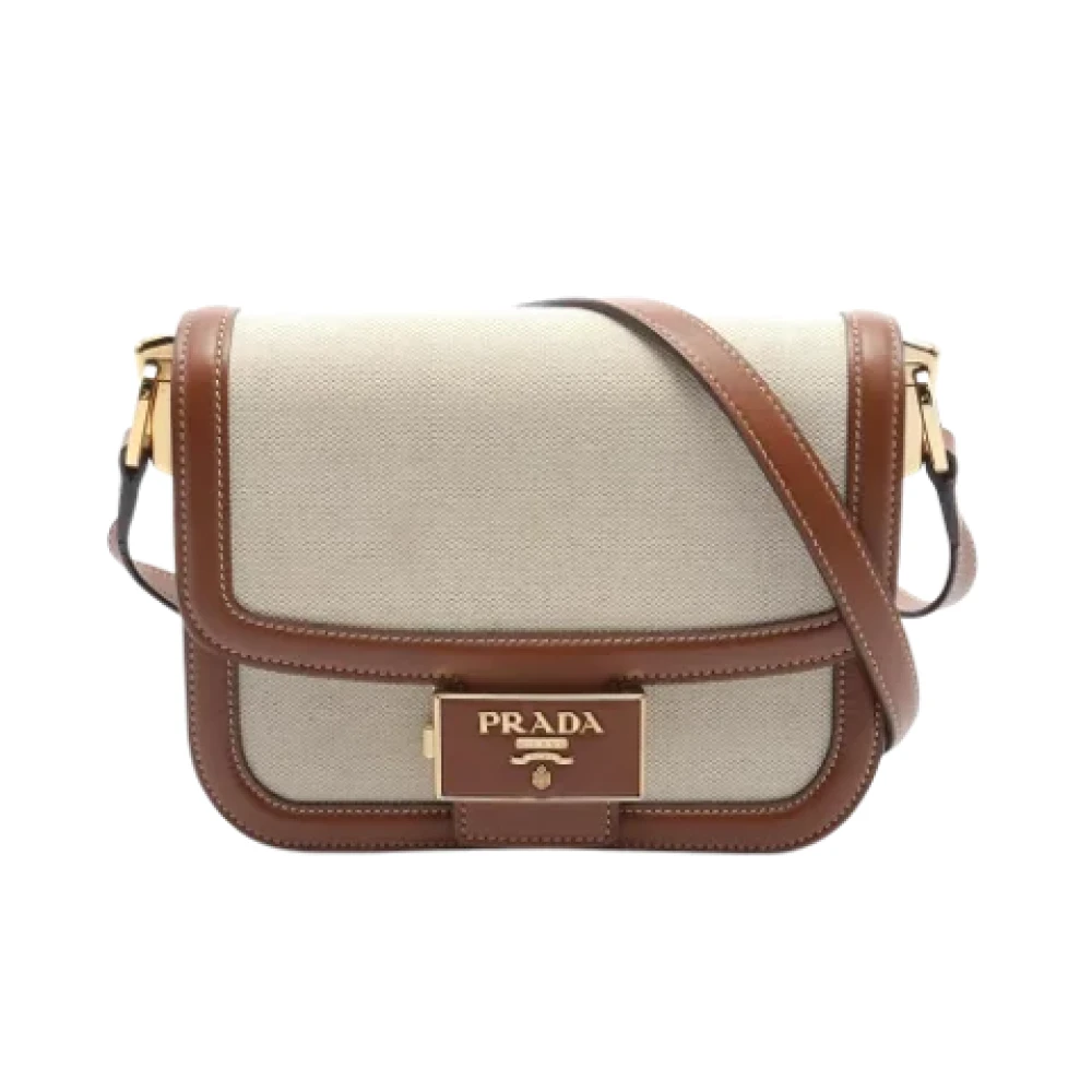 Prada Vintage Pre-owned Leather prada-bags Beige Dames