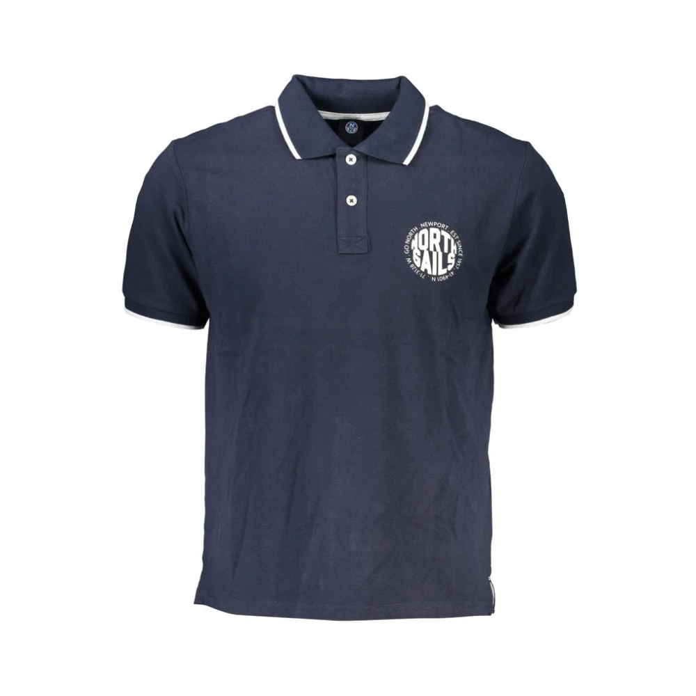 North Sails Blauw Katoenen Poloshirt met Print Blue Heren