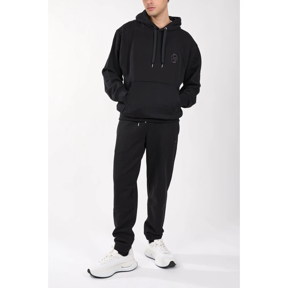 Hugo Boss Katoenen hoodie met geborduurd logo Black Heren