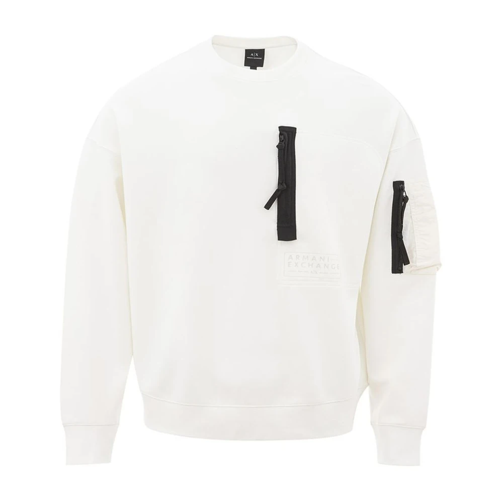 Armani Exchange Witte Sweatshirt Franse Terry Crew Neck White Heren