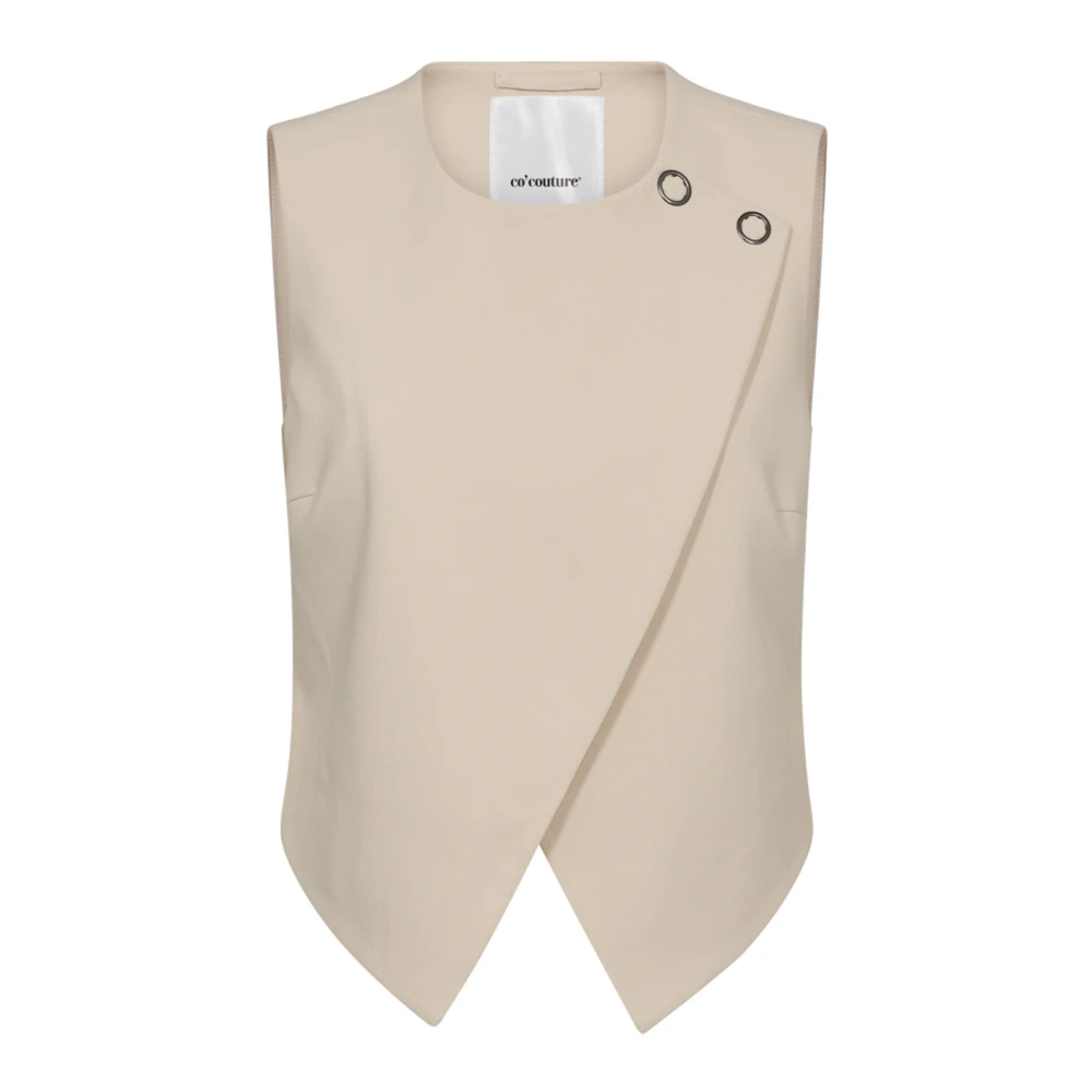 Co'Couture Elegante Wrap Vest Blazer in Bone Beige Dames