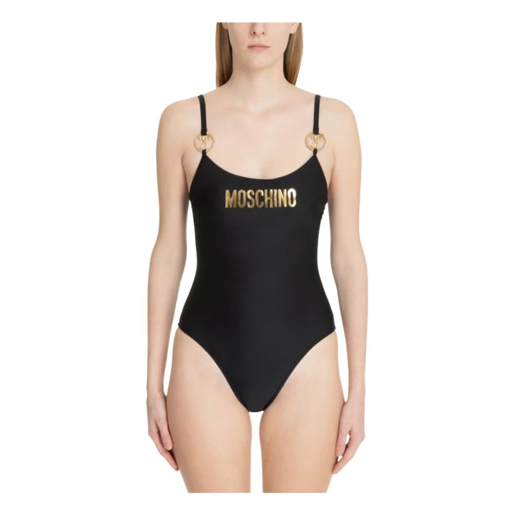 Moschino Strandkleding met Iconische Logoprint Black Dames