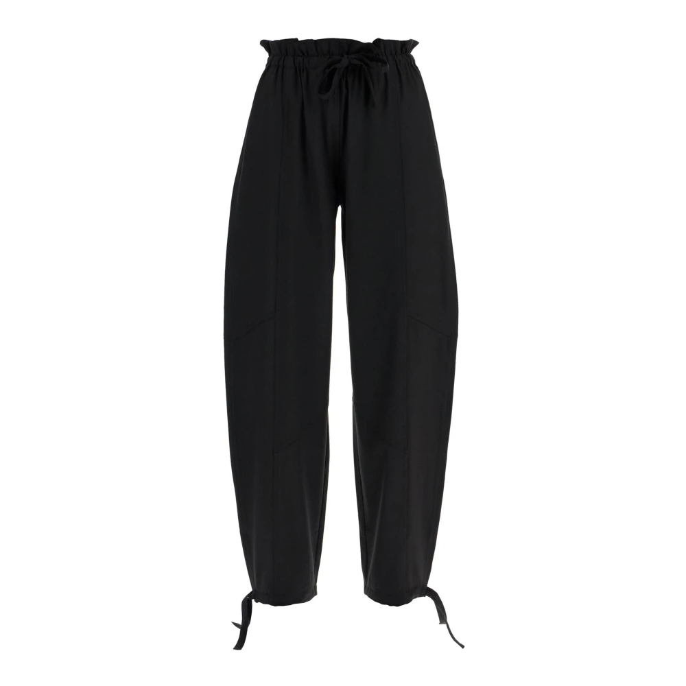 Ganni Relaxte viscose paperbag broek Black Dames