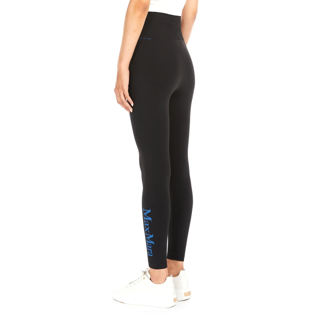 Max Mara Naadloze Legging van Biologisch Afbreekbaar Technisch Materiaal Black Dames
