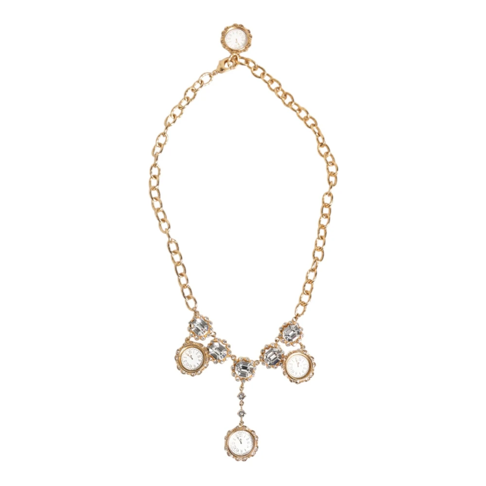 Dolce & Gabbana Vrouw Geel Accessoires Dames, One Size, Clock Watch Statement Ketting