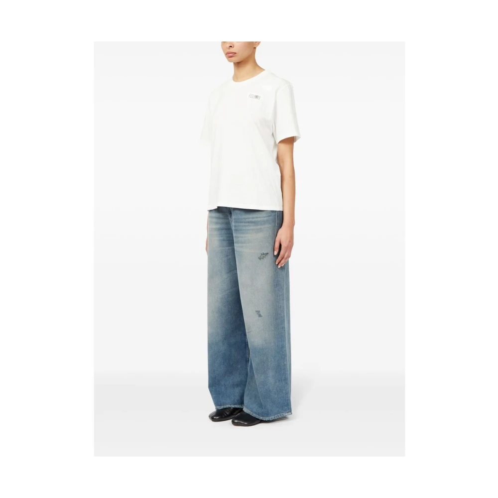 MM6 Maison Margiela Wit T-shirt met ronde hals van jersey White Dames