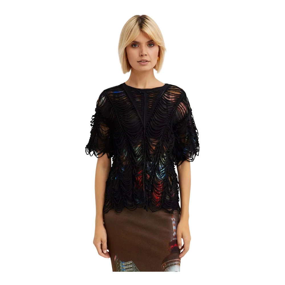 Jean Paul Gaultier Stad Print Dubbellaags T-shirt Black Dames
