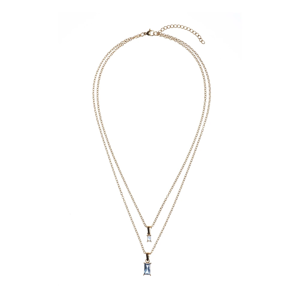 Baguette Crystal Necklace Light Blue