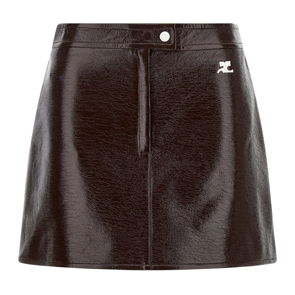 Courrèges Vrouw Bruin Rokken Dames, M, Katoen, Reedition Vinyl Mini Rok