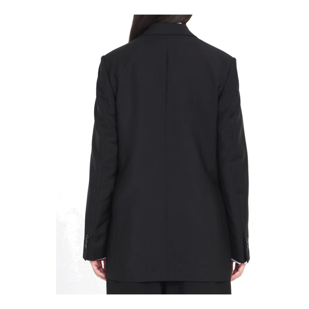 Loewe Zwarte Wollen Blend Jas Elegante Stijl Black Dames