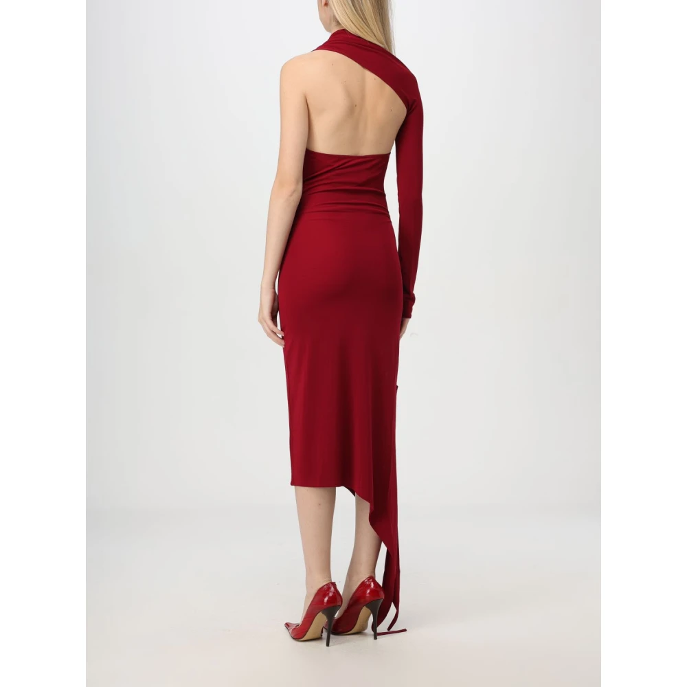 Courrèges Een schouder Crepe Jurk met Asymmetrische Zoom Red Dames