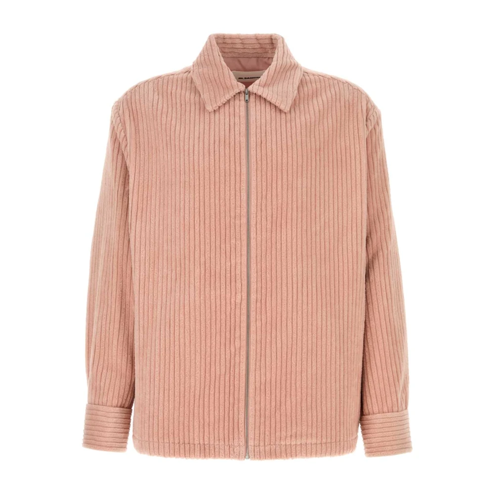 Jil Sander Men's Pink Light Jackets, L, Corduroy Cotton Shirt Jacket
