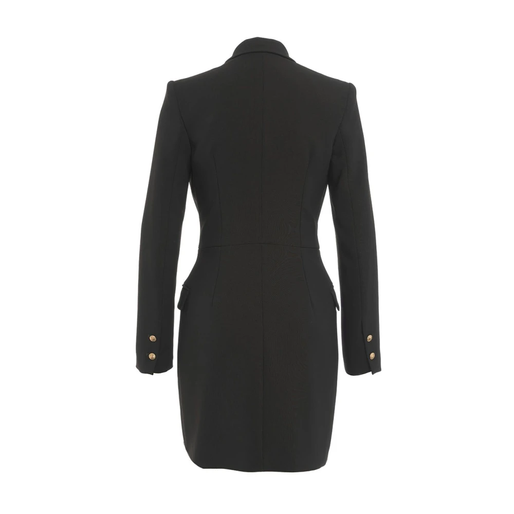 Elisabetta Franchi Zwarte double-breasted blazer jas jurk Black Dames