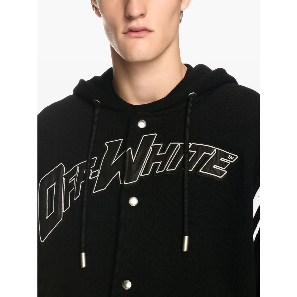 Off White Zwarte Fleece Varsity Hoodie Black Heren