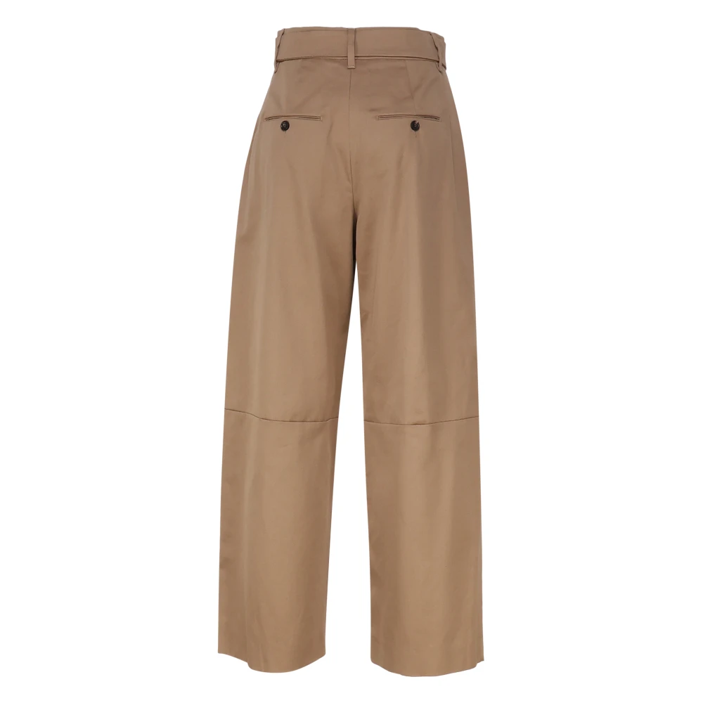 Max Mara Kameel Katoenen Hoge Taille Broek Brown Dames