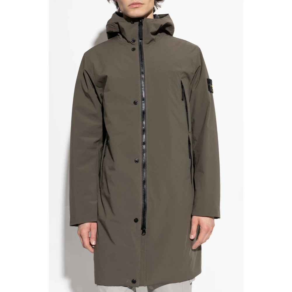 Stone Island Waterdichte jas met logo Brown Heren