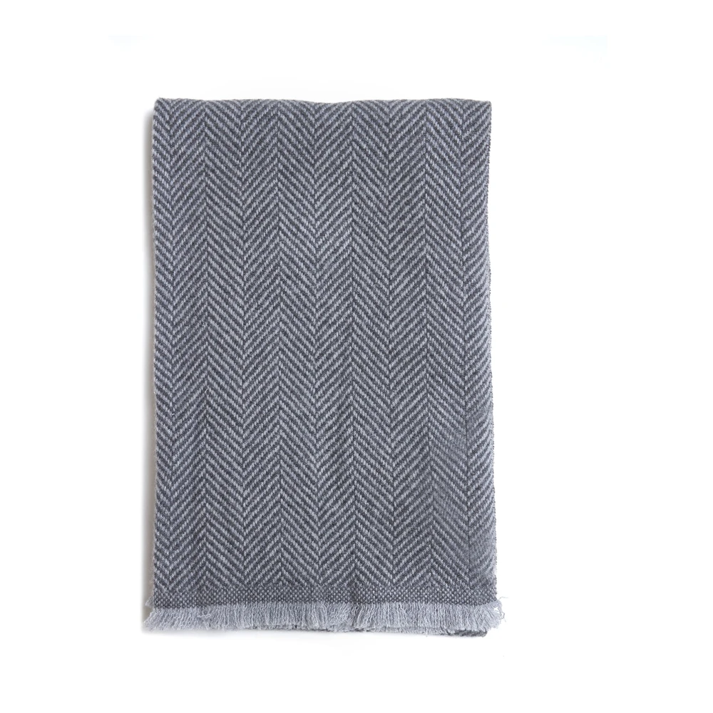 BRUNELLO CUCINELLI Grijze Cashmere Sjaal met Franjes Gray Heren