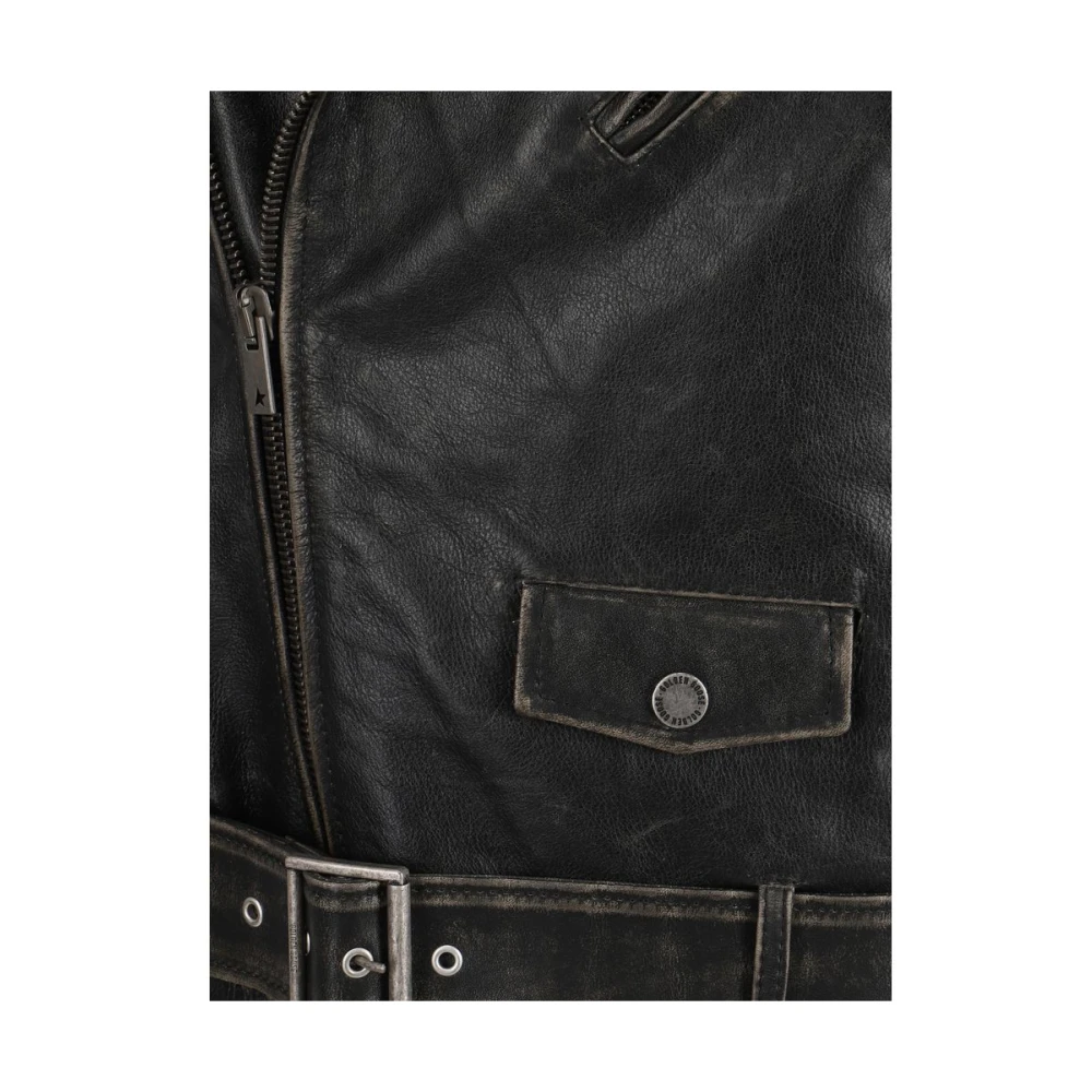 Golden Goose Vintage Biker Leren Jas Black Heren