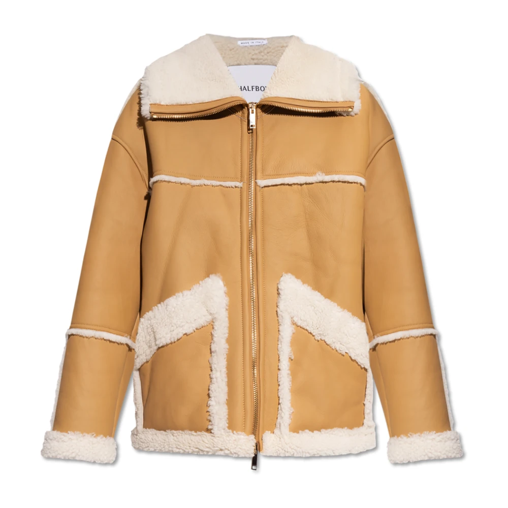 Halfboy Shearling jas met zakken Brown Dames