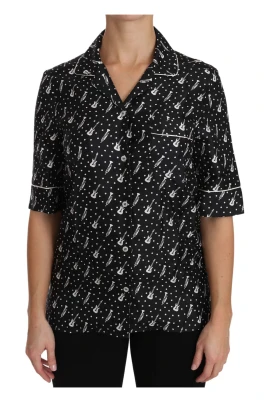 Silke Gitarr Trumpet Print Polo Topp
