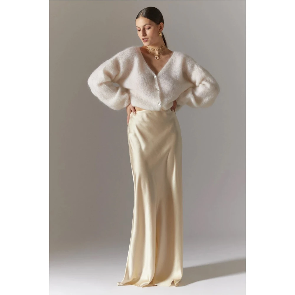 American Dreams Witte Cropped Cardigan Mohair Knoopsluiting White Dames