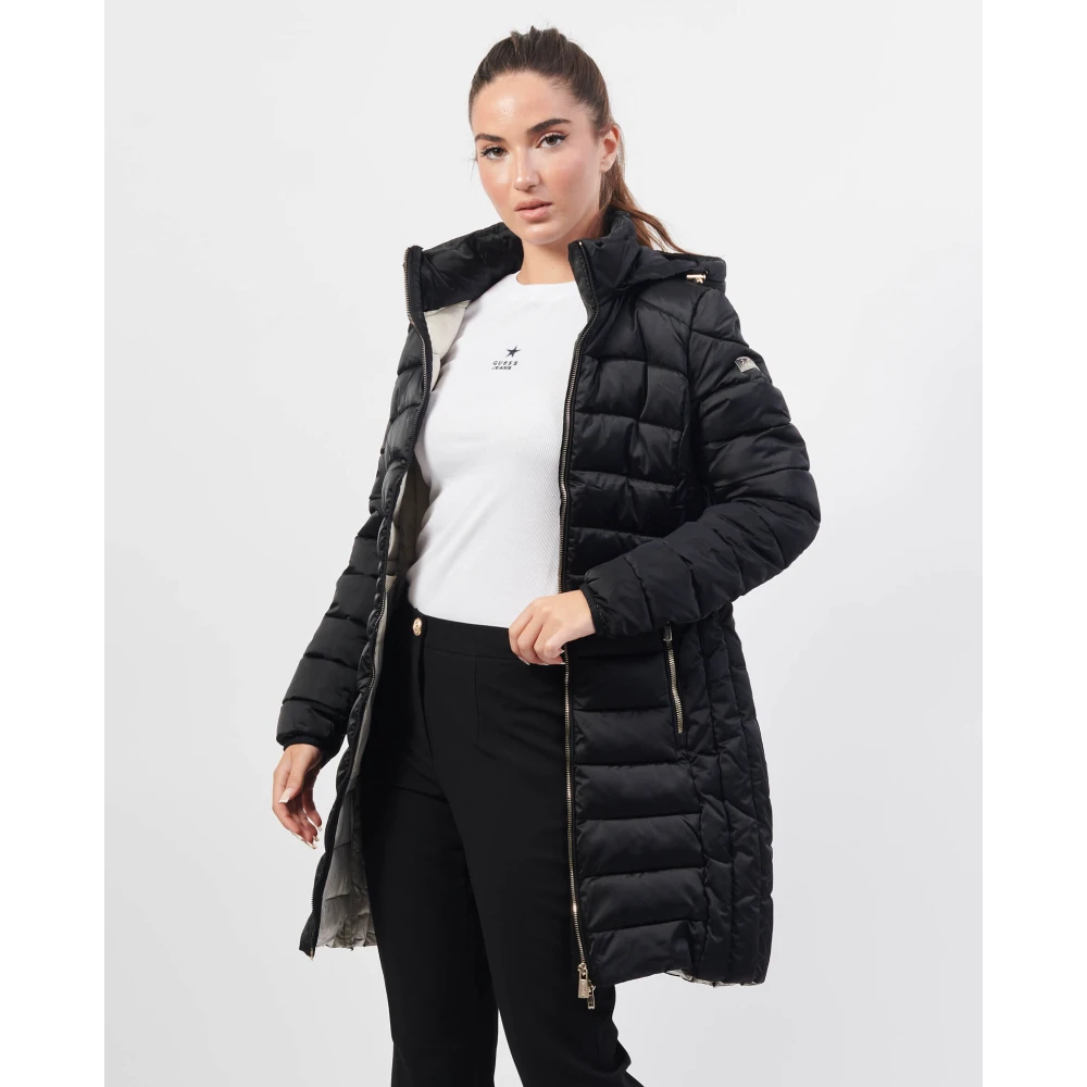 YES ZEE Zwarte Gewatteerde Hoodiejas Black Dames