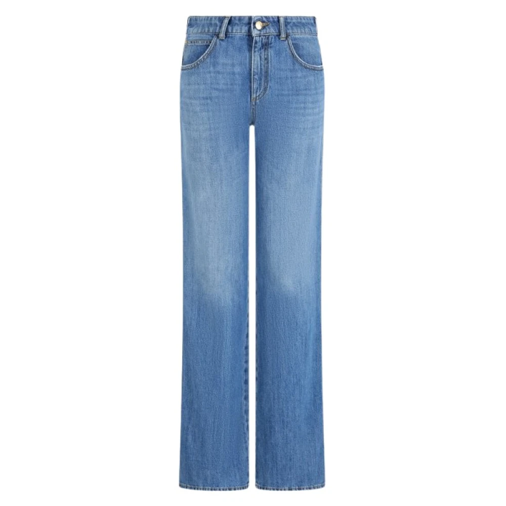 Emporio Armani Women's Blue Straight Fit Jeans, W31, J9d Mid-Rise Jeans With Flared Hem
