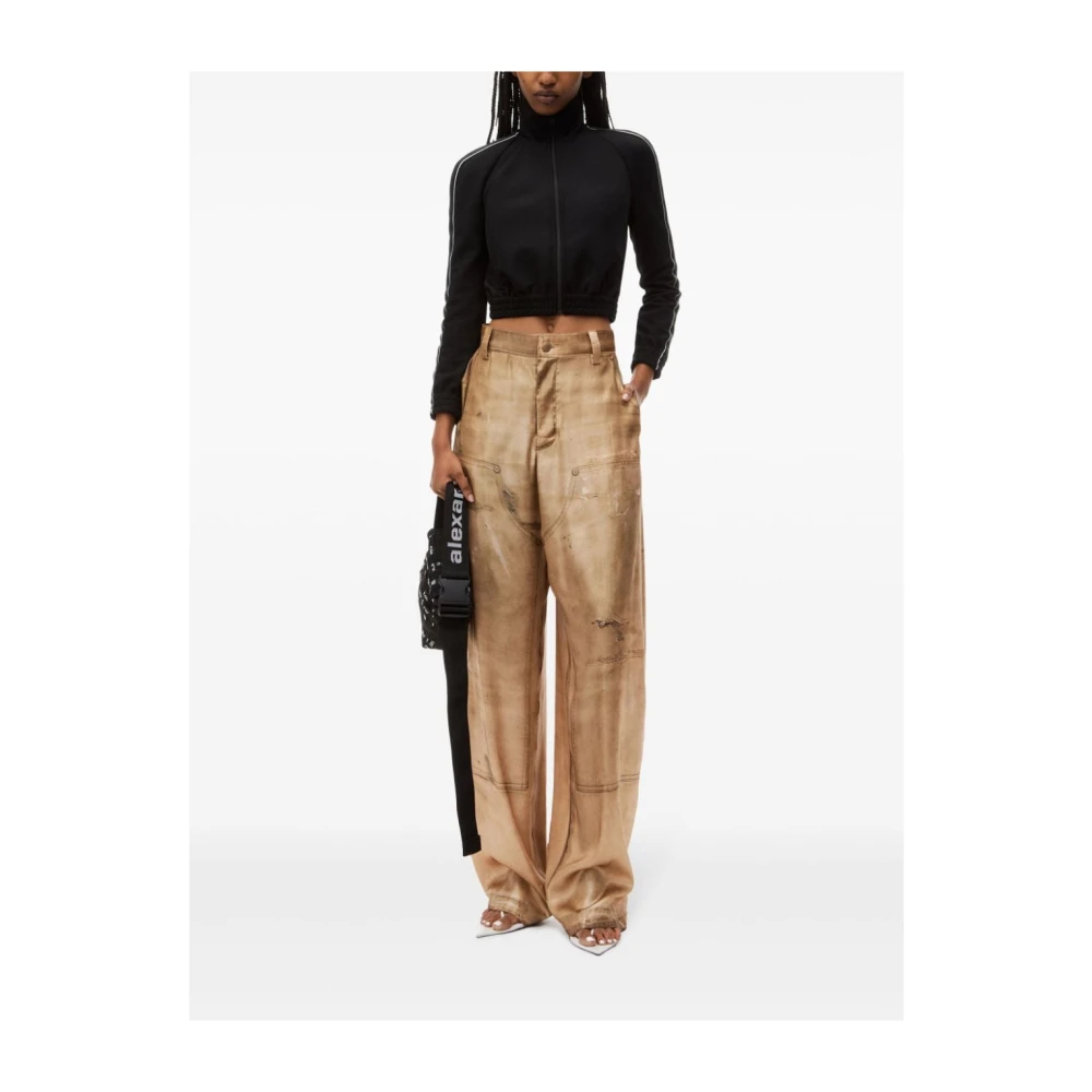 alexander wang Zwarte Jas met Logo-Tape Details Black Dames