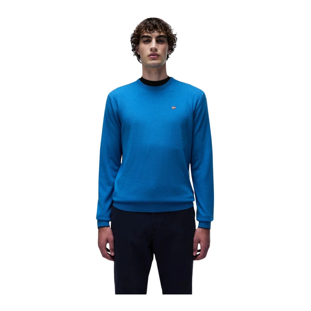 Napapijri Blauwe Saffier Wollen Trui Damavand Blue Heren