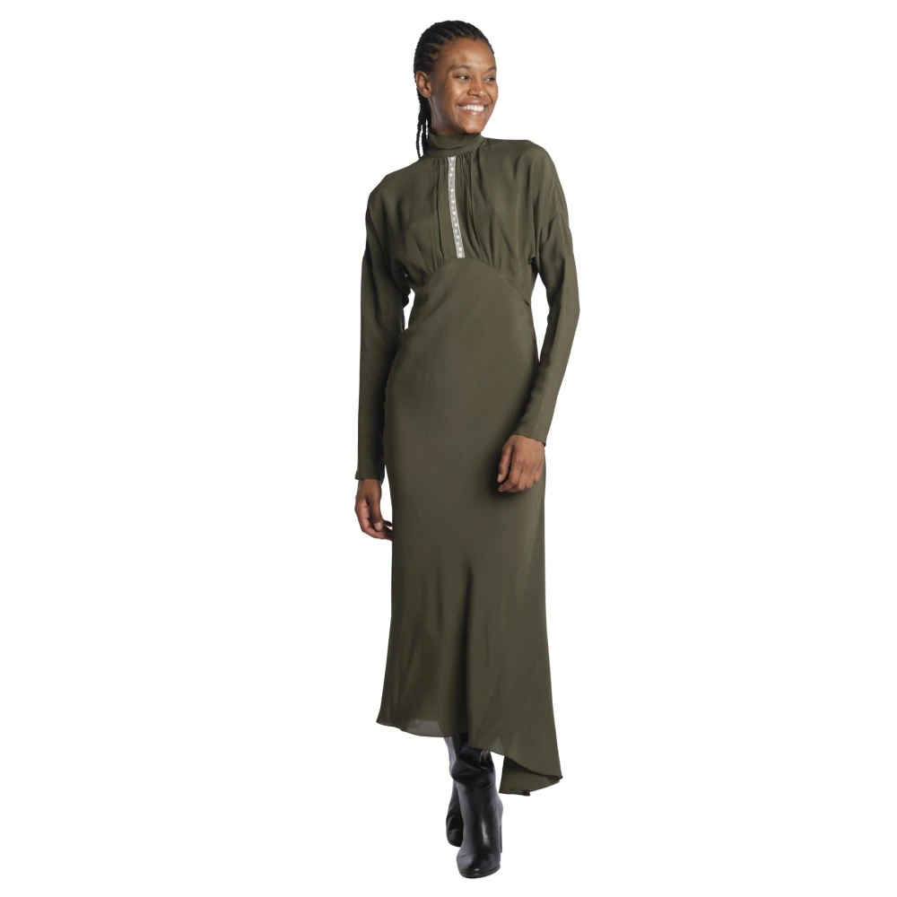 N21 Militaire Kantinzet Longuette Jurk Green Dames