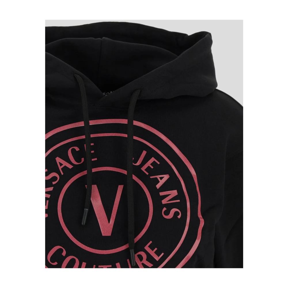 Versace Jeans Couture Katoenen Logo Hoodie Black Dames